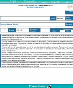 Una plantilla de un plan de lección educativa en español. El encabezado incluye logotipos y títulos. Las secciones incluyen Nombre del Docente, Turno, Ciclo Escolar, Asignatura, Duración (horas), Grado, Grupo, Orientación Técnica, Fecha de entrega, entre otras. La tabla está detallada y organizada.
