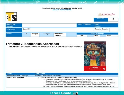 Secuencia 8. ESCRIBIR CRONICAS SOBRE SUCESOS LOCALES O REGION page 0001