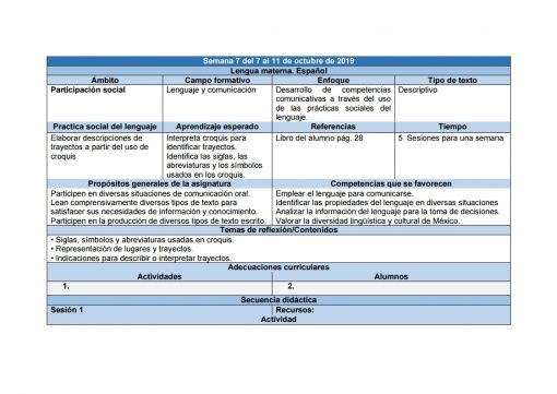 Una tabla en un documento describe las Planeaciones de Primaria Cuarto Grado 2021-2022 Nueva Escuela Mexicana (Incluye los 3 Trimestres) con columnas de participación social, lenguaje y comunicación, y tipo de texto para un curso del 7 de mayo al 10 de septiembre, durante el año 2019. -Año escolar 2020.