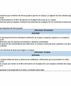 Una captura de pantalla de un documento que describe Planeaciones de Primaria Cuarto Grado 2021-2022 Nueva Escuela Mexicana (Incluye los 3 Trimestres) con detalles de la sesión, actividades y recursos enumerados, incluidas actividades como iniciar a los estudiantes en la redacción y observación de croquis.