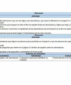 Una captura de pantalla de un documento de plan de lección de aula titulado 