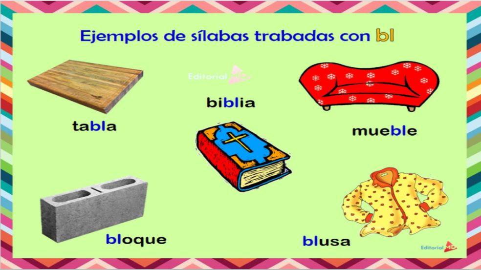 ejemplo de silabas trabadas con bl