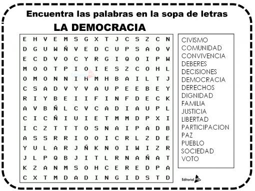 Sopa de letras de la democracia