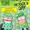 Una imagen promocional que muestra "La Boca Grande de Marionetas del Día de San Patricio". La parte superior tiene un trébol verde, el título y el texto "Día de San Patricio". A continuación se muestran dos títeres de personajes de Big Mouth con atuendos de temática verde. El texto dice: "2 marionetas y 4 juegos de ropa / 2 títeres y 4 trajes.