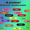 Una cuadrícula colorida con varias palabras ordenadas por color. El título dice 