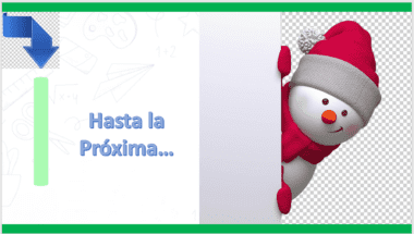 Detrás de un panel blanco asoma un alegre muñeco de nieve con sombrero rojo y bufanda. A la izquierda, hay una flecha azul que apunta hacia una barra de progreso verde con el texto "Hasta la Próxima..." en letras estilizadas de color azul. El fondo presenta garabatos de aviones y símbolos matemáticos, haciendo alusión al TALLER INTENSIVO DE FORMACION CONTINUA PARA DOCENTES DE EDUCACIÓN BÁSICA 2024.
