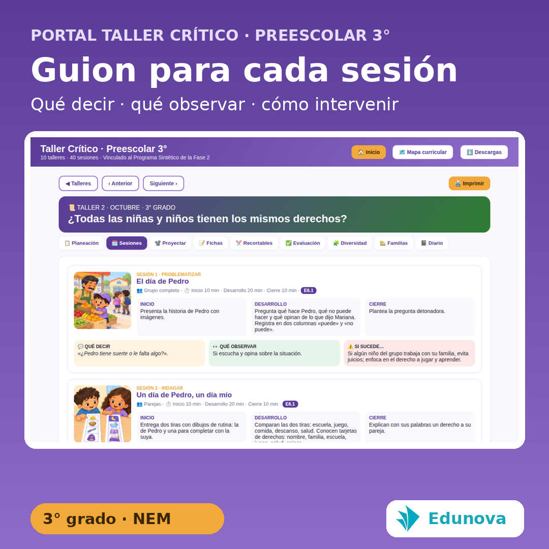 Taller Crítico Preescolar 3° | 10 Talleres NEM Fase 2 con PDA y Recursos Editables 3 Taller Crítico Preescolar 3° | 10 Talleres NEM Fase 2 con PDA y Recursos Editables - Imagen 3