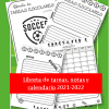 Surtido de Libreta Tareas Calendario 2021 2022 y Notas SOCCER con temática futbolística, con listas de tareas y calendario para 2021-2022, dispuestos sobre una superficie.