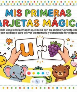 Colorida portada de un juego de tarjetas educativas para niños titulado 