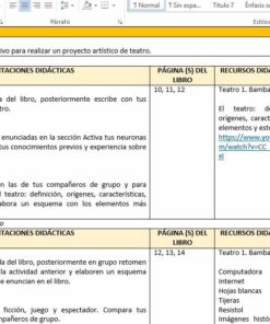 Captura de pantalla de un documento de Word abierto que muestra un plan de proyecto titulado 