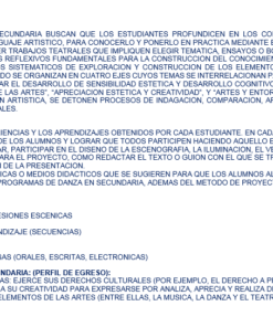 La imagen muestra un texto que describe un enfoque educativo, centrado en la integración de conocimientos teóricos y prácticos que enfatizan la tecnología, la conciencia ambiental y el desarrollo personal. El texto describe varias estrategias de aprendizaje y enseñanza.