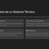 Infografía sobre los componentes de un sistema técnico: materiales, agentes, estructura y resultados.