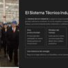 Infografía sobre el sistema técnico-industrial: productividad, división del trabajo, estandarización y energía, junto a los obreros.
