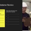 Hoja de actividades sobre el Sistema Técnico Industrial con ejercicios sobre producción y dos personas con cascos.