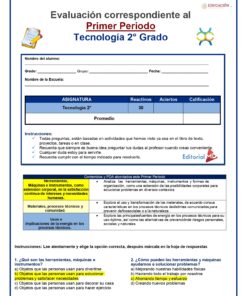 Hoja de evaluación titulada 