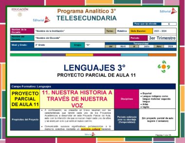 Telesecundaria 3° Grado Lenguajes 3T Pagina 01