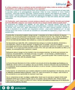 Tema 11 Contestado: Estrategias para atender el rezago CTE NEM 2025 - 2026 (Todos los Niveles) 18 Página editorial en español con un texto en el que se exponen consejos para crear un entorno positivo y saludable en el aula, fomentando la expresión emocional, la escucha activa, la resolución de conflictos y la responsabilidad compartida entre los alumnos.
