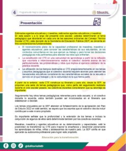 Tema 4 Contestado: Programa de mejora continua CTE NEM 2025 - 2026 (Todos los Niveles) 19 Un folleto educativo a todo color en español titulado
