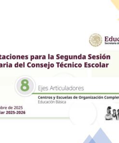 Pendón para la Segunda Sesión Ordinaria del Consejo Técnico Escolar, el 31 de octubre de 2025, para el ciclo escolar 2025-2026, centrado en 8 principios rectores y organización completa. Incluye logotipos y elementos de diseño.