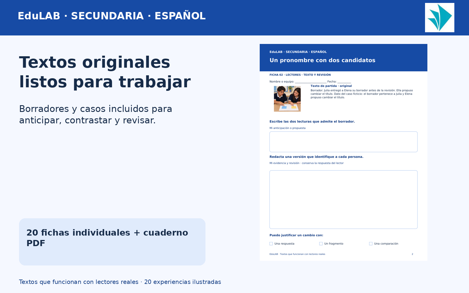 Textos que funcionan con lectores reales | Español, secundaria 1.º a 3.º | 20 experiencias con textos y recursos editables 3 Textos que funcionan con lectores reales | Español, secundaria 1.º a 3.º | 20 experiencias con textos y recursos editables - Imagen 3