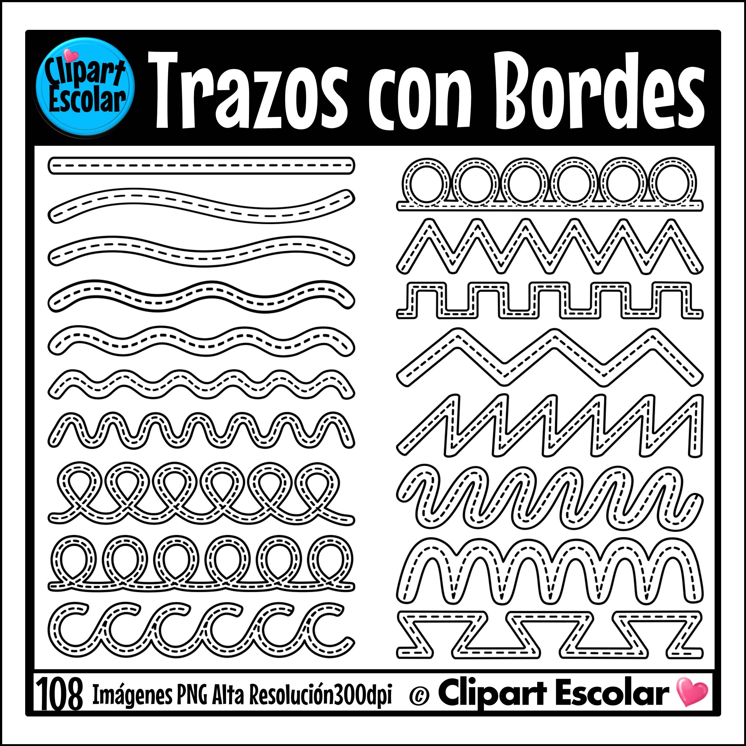 Trazos Básicos con Bordes Clipart Escolar 1 Trazos Básicos con Bordes Clipart Escolar