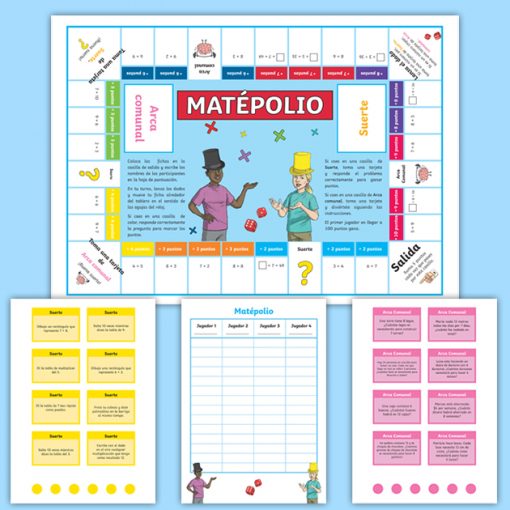 Juego de mesa Matépolio: Tablas de Multiplicar