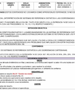 Una captura de pantalla de un documento de plan de lección en español para una clase de matemáticas de quinto grado titulado 
