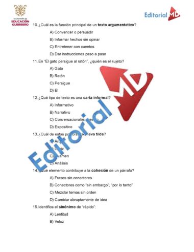 Examen Extraordinario ESPAÑOL SEGUNDO de Secundaria NEM 2025 - Image 2