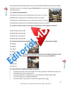 Página de ejercicios con problemas matemáticos, ilustraciones de animales y dos fotos de zoológico: una de un elefante y otra de escolares visitando un zoológico. El texto y las imágenes están marcados con una marca de agua roja.