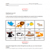 Una hoja de trabajo con dos actividades para niños. La actividad principal presenta una alineación de diversos niños de dibujos animados tomados de la mano. La actividad inferior consiste en rodear imágenes de animales y alimentos, etiquetados en inglés. Meeting your Students- Conociendo tus estudiantes.