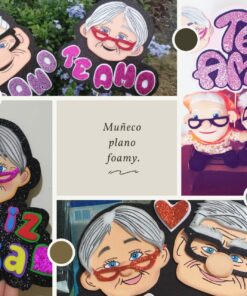 Un collage que presenta diversas representaciones artísticas de una pareja de ancianos con rasgos caricaturescos. Incluye imágenes de arte espumoso y un dibujo titulado 