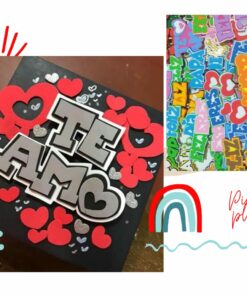 Un collage que presenta una imagen principal con una tarjeta decorada que dice 