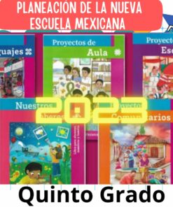 Colorida exhibición de cinco libros educativos para quinto grado, titulados 