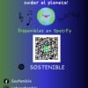 Aprende a cuidar el planeta pintando y cantando PRIMARIA 3 Gráfico promocional con fondo degradado azul verdoso. Presenta un dibujo animado de la Tierra con notas musicales, texto en español sobre escuchar canciones infantiles en Spotify y un código QR. Los iconos y perfiles de redes sociales aparecen en la parte inferior.