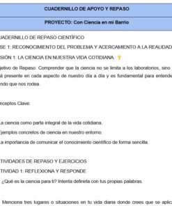 Captura de pantalla de una lección de ciencias en español titulada 