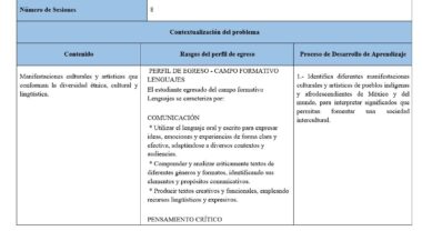 Cuadro en español en el que se describen los contenidos educativos, los resultados del aprendizaje y los procesos de desarrollo relacionados con las manifestaciones culturales y artísticas, las habilidades comunicativas y el pensamiento crítico de los alumnos.