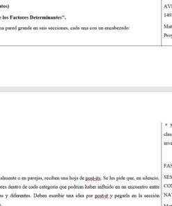 Captura de pantalla de un documento en español en el que se esboza una actividad denominada 