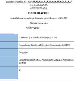 Una plantilla de plan de clase en español para la asignatura 