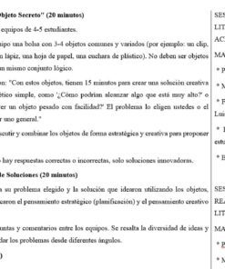 Guía de actividades para el aula en español con dos actividades y una sección de cierre. En la parte derecha aparecen secciones para temas literarios, materiales necesarios y viñetas con cuestiones a tratar en los debates de clase de literatura.