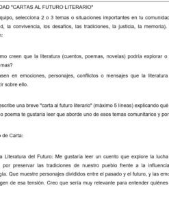 Una actividad de clase en español titulada 