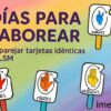Cartel brillante con coloridas ilustraciones de manos que muestran el lenguaje de signos mexicano para los días de la semana (Lunes, Martes, Miércoles, Jueves, Viernes). El texto dice: "Días para Saborear. Emparejar tarjetas idénticas en LSM".