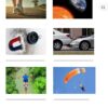 Seis imágenes: pie a punto de chutar un balón de fútbol, la Tierra y la Luna en el espacio, imán atrayendo clips, coches aparcados casi tocándose, persona lanzándose en tirolina sobre el agua, persona lanzándose en paracaídas por el aire.
