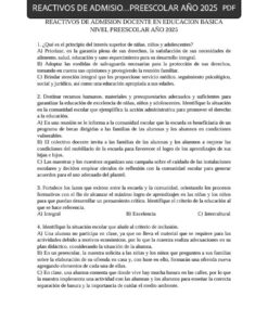 REACTIVOS DE ADMISION DOCENTE EN EDUCACION BASICA NIVEL PREESCOLAR AÑO 2025