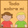 Ilustración de dos niños sonrientes, un niño y una niña, con el texto "Actividad para primer día de clases" rodeado por un patrón de estrellas sobre un fondo naranja.