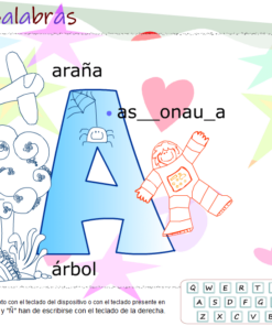 Una interfaz de ABC Palabras muestra una letra 