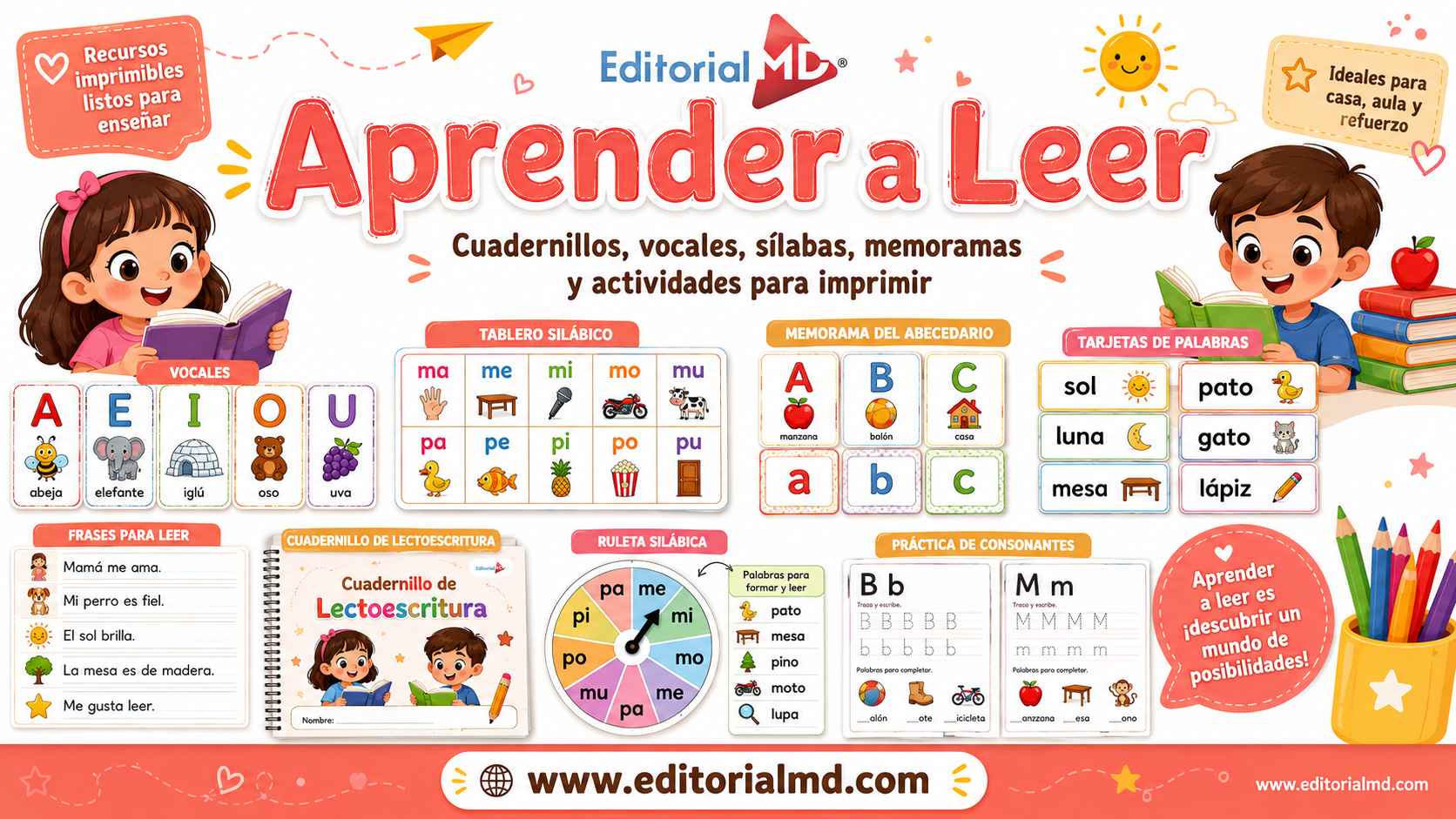 aprender a leer material educativo