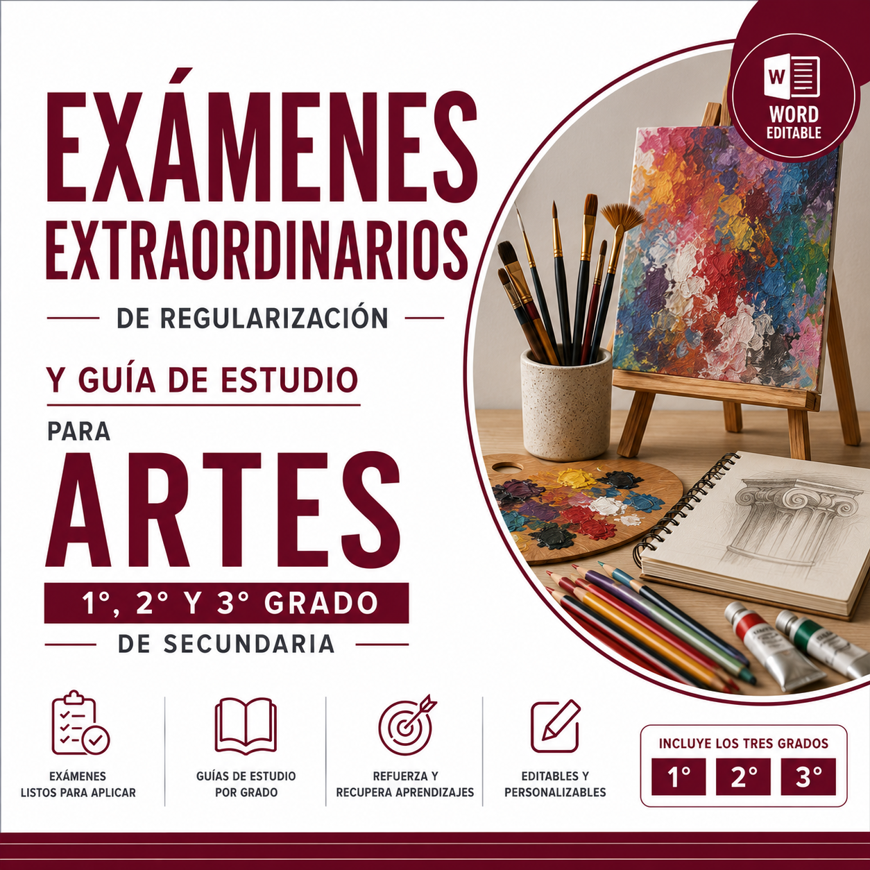 Exámenes Extraordinarios de Regularización y Guía de Estudio para Artes Secundaria 2026-2027 | 1°, 2° y 3° Grado | Word Editable 1 Exámenes Extraordinarios de Regularización y Guía de Estudio para Artes Secundaria 2026-2027 | 1°, 2° y 3° Grado | Word Editable