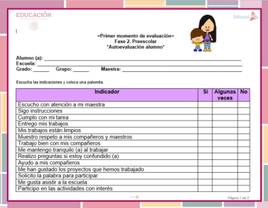 autoevaluacion del alumno evaluacion primer momento