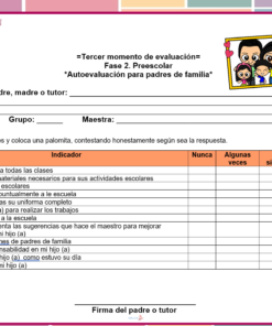 Evaluación Tercer Momento Preescolar 2026 (1° 2° y 3° Grado) 7 autoevaluacion padres preescolar tercer momento