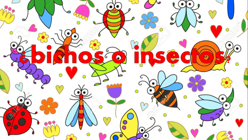 Colorida ilustración con varios insectos estilo dibujos animados como abejas, mariposas y mariquitas con flores, corazones y el texto "Planeación Didáctica Proyecto 'Los Insectos'" sobre fondo blanco.